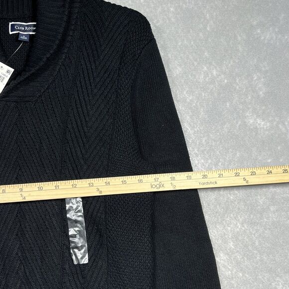 Club Room Sweater Mens Small Black Chunky Shawl Collar Cardigan NWT MSRP $70 - Picture 4 of 8